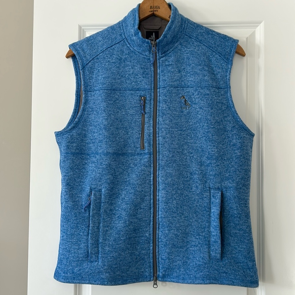 Johnnie-O Denalis Double-Zip Fleece Vest in Tide Blue w 3 Pockets Sz Medium